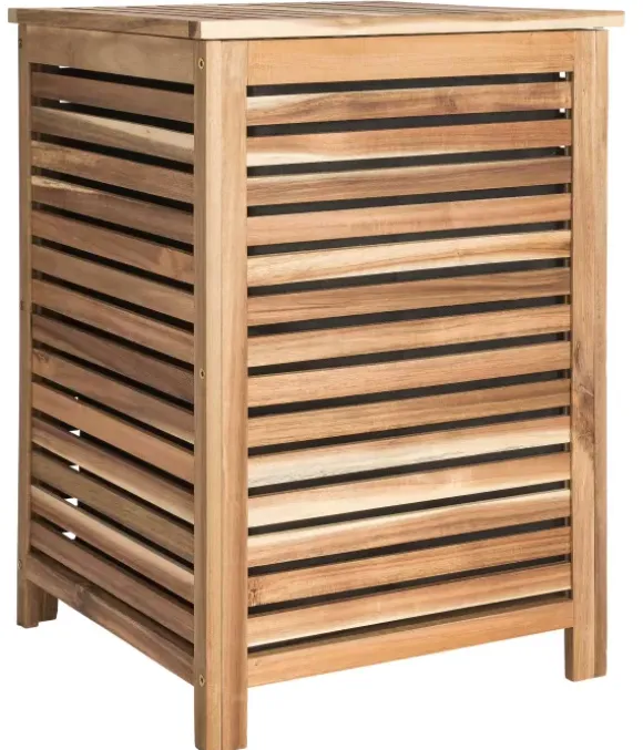 Acacia Cesto Roupa Suja Luxe Preto, Natural