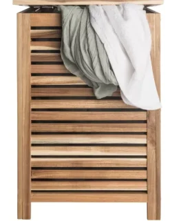 Acacia Cesto Roupa Suja Luxe Preto, Natural