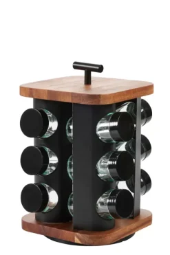 Acacia Lux Carrossel De Especiarias 12 Potes - Vir Vel Preto, Natural