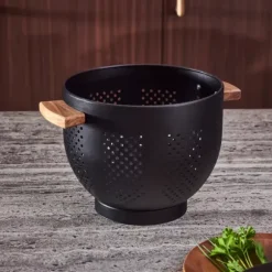 Acacia Lux Escorredor Preto, Natural