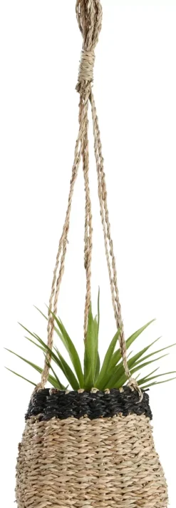 Baku Vaso De Pendurar Preto, Natural