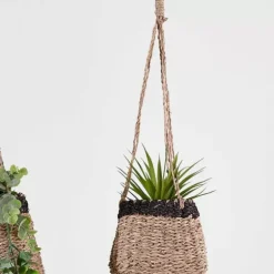 Baku Vaso De Pendurar Preto, Natural