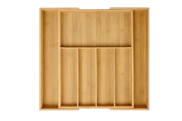 Bamboo Organizador Gaveta Extens Vel Natural