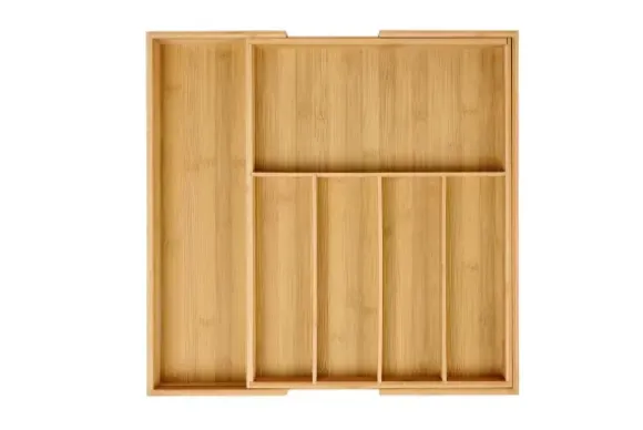 Bamboo Organizador Gaveta Extens Vel Natural