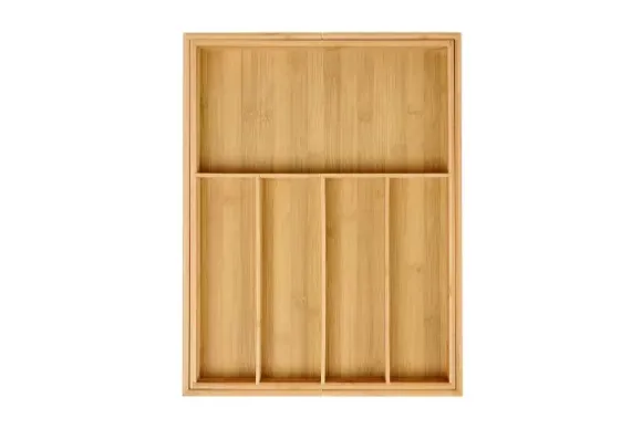 Bamboo Organizador Gaveta Extens Vel Natural