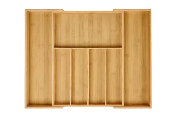 Bamboo Organizador Gaveta Extens Vel Natural