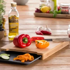 Bamboo T Bua Com Recipiente Cinzento, Natural