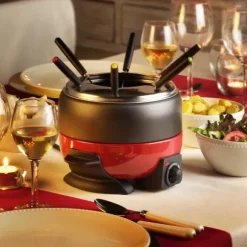 Dinner Conjunto De Fondue Com 6 Garfos Preto, Vermelho