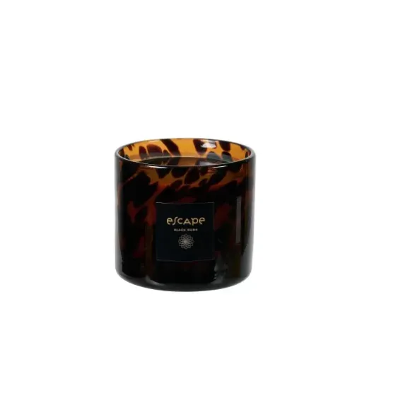 Escape Black Oudh Vela Perfumada Em Copo Preto, Castanho,