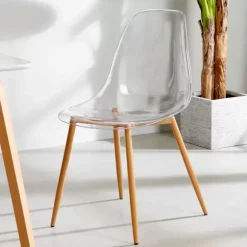 Ice Cadeira Sala De Jantar Transparente, Natural