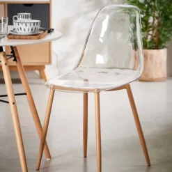 Ice Cadeira Sala De Jantar Transparente, Natural