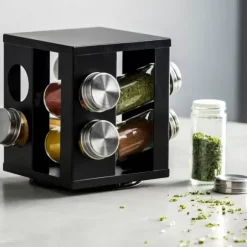 Industria Carrossel De Especiarias 8 Potes Preto