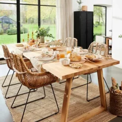 New Oak Mesa De Jantar Com Pernas Triangulares De Madeira