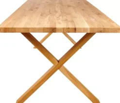 New Oak Mesa De Jantar Com Pernas Em X De Madeira