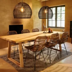 New Oak Mesa De Jantar Com Pernas Triangulares De Madeira