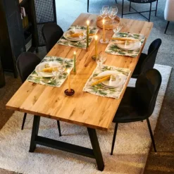 New Oak Mesa De Jantar Com Pernas Em A De Metal