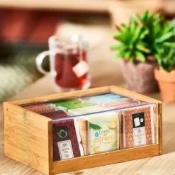 Panda Caixa Para Ch Com 6 Compartimentos Transparente, Natural