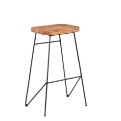 Teak Banco De Bar Preto, Natural