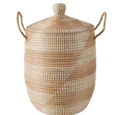 Yasmine Cesto Luxuoso Com Tampa Branco, Natural