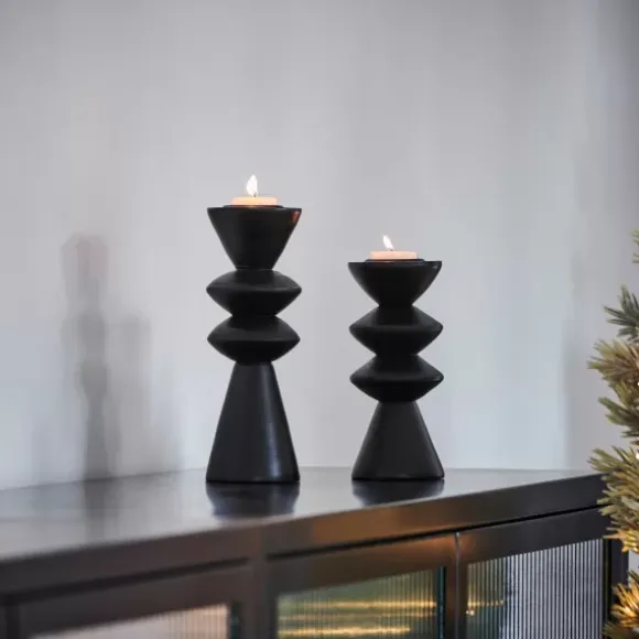 Zigzag Porta-Velas Para Lamparinas Preto