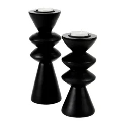 Zigzag Porta-Velas Para Lamparinas Preto